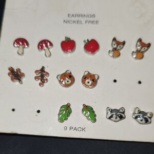Target Kids Woodland Stud Earring Set - Red, Orange, Green, Silver